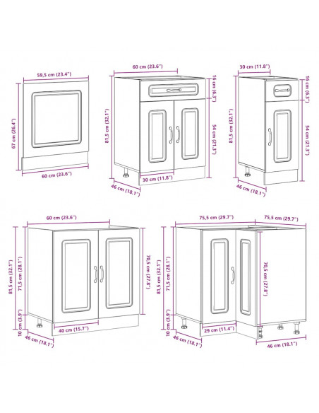 Set Mobili da Cucina 11 pz Lucca Rovere Marrone in Truciolato