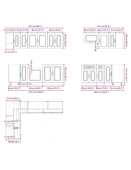 Set Mobili da Cucina 11 pz Lucca Rovere Sonoma in Truciolato