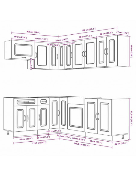 Set Mobili da Cucina 11 pz Lucca Rovere Sonoma in Truciolato