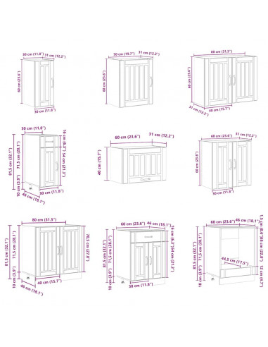 Set Mobili da Cucina 14 pz Lucca Grigio Cemento in Truciolato