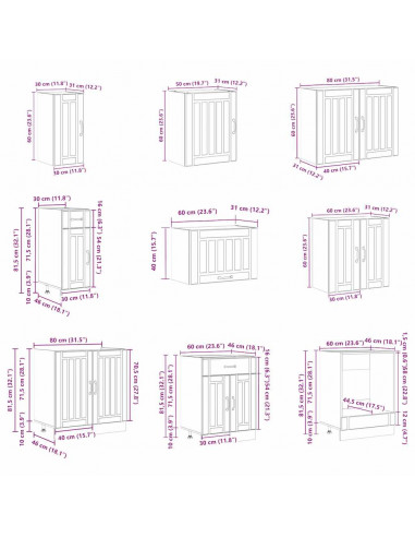 Set Mobili da Cucina 14 pz Lucca Grigio Sonoma in Truciolato