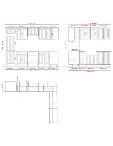 Set Mobili da Cucina 14 pz Lucca Neri Legno Multistrato