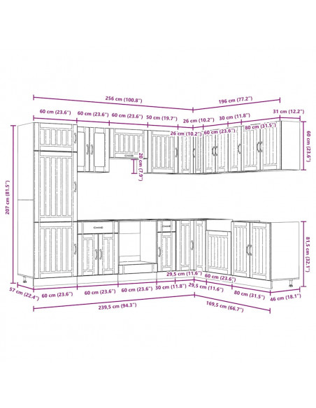 Set Mobili da Cucina 14 pz Lucca Rovere Marrone in Truciolato