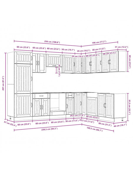 Set Mobili da Cucina 14 pz Lucca Rovere Sonoma in Truciolato