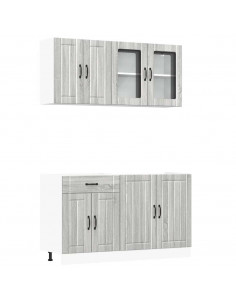 Set Mobili da Cucina 4 pz Kalmar Grigio Sonoma in Truciolato