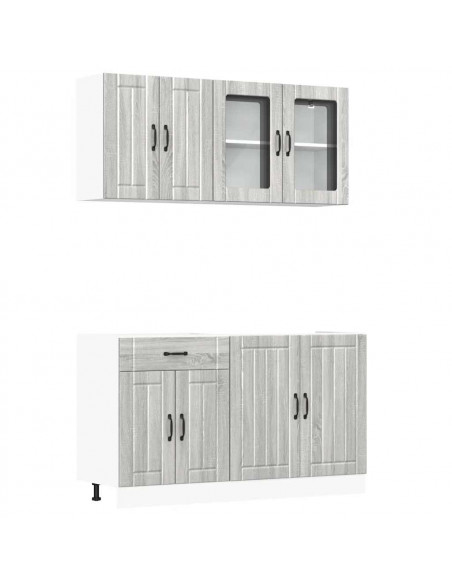 Set Mobili da Cucina 4 pz Kalmar Grigio Sonoma in Truciolato