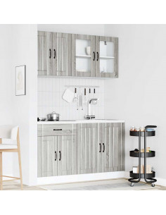 Set Mobili da Cucina 4 pz Kalmar Grigio Sonoma in Truciolato 2
