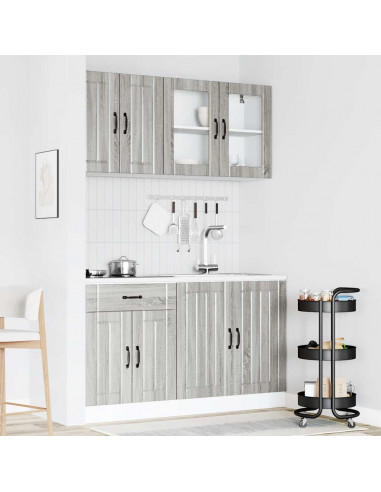 Set Mobili da Cucina 4 pz Kalmar Grigio Sonoma in Truciolato
