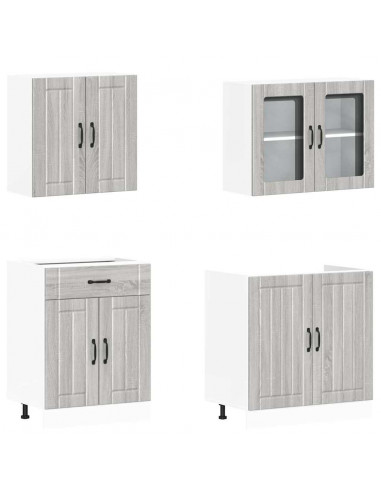 Set Mobili da Cucina 4 pz Kalmar Grigio Sonoma in Truciolato