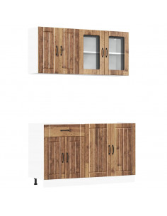 Set Mobili da Cucina 4 pz Kalmar Legno Vecchio in Truciolato