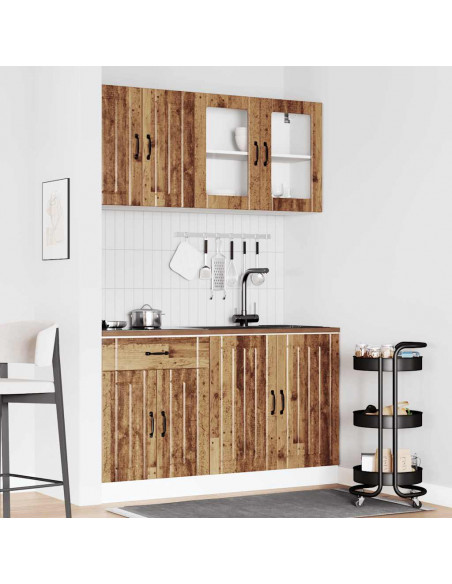 Set Mobili da Cucina 4 pz Kalmar Legno Vecchio in Truciolato