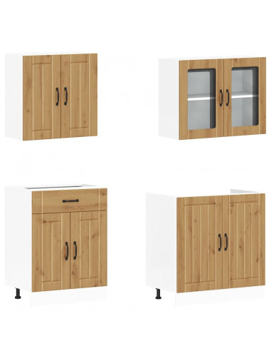 Set Mobili da Cucina 4 pz Kalmar Rovere Artigianale Truciolato