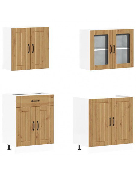 Set Mobili da Cucina 4 pz Kalmar Rovere Artigianale Truciolato