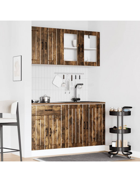 Set Mobili da Cucina 4 pz Kalmar Rovere Fumo Legno Multistrato