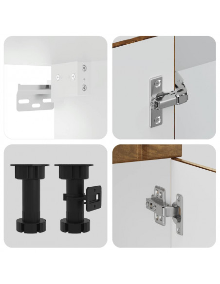 Set Mobili da Cucina 4 pz Kalmar Rovere Fumo Legno Multistrato