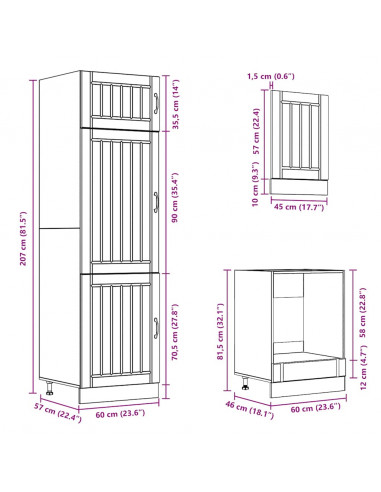 Set Mobili da Cucina 7 pz Kalmar Bianchi Lucido in Truciolato