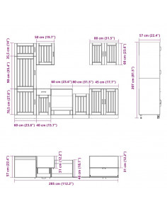 Set Mobili da Cucina 7 pz Kalmar Grigio Cemento in Truciolato 2