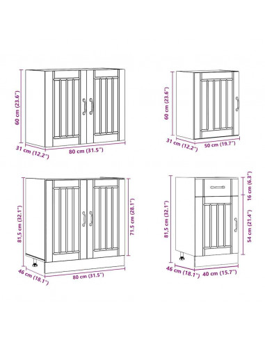Set Mobili da Cucina 7 pz Kalmar Grigio Cemento in Truciolato