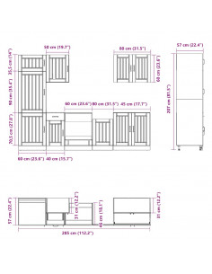 Set Mobili da Cucina 7 pz Kalmar Legno Vecchio in Truciolato 2