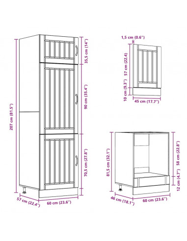 Set Mobili da Cucina 7 pz Kalmar Neri Legno Multistrato
