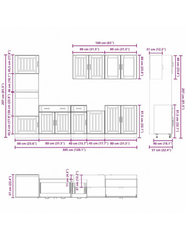 Set Mobili da Cucina 7 pz Kalmar Rovere Artigianale Truciolato
