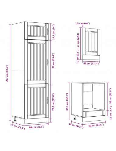 Set Mobili da Cucina 7 pz Kalmar Rovere Artigianale Truciolato
