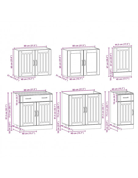 Set Mobili da Cucina 7 pz Lucca Rovere Fumo Legno Multistrato