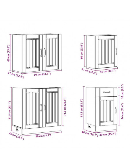 Set Mobili da Cucina 7 pz Lucca Rovere Fumo Legno Multistrato