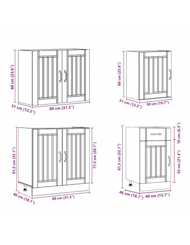 Set Mobili da Cucina 7 pz Kalmar Rovere Sonoma in Truciolato