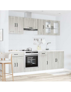 Set Mobili da Cucina 8 pz Kalmar Grigio Sonoma in Truciolato 2