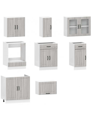 Set Mobili da Cucina 8 pz Kalmar Grigio Sonoma in Truciolato