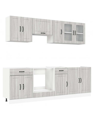 Set Mobili da Cucina 8 pz Kalmar Grigio Sonoma in Truciolato
