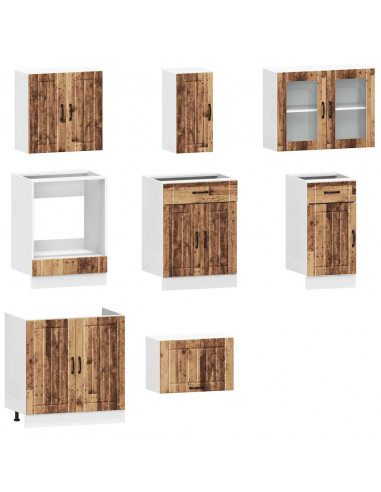 Set Mobili da Cucina 8 pz Kalmar Legno Vecchio in Truciolato
