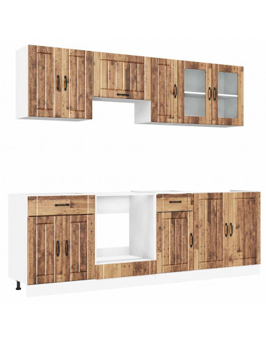 Set Mobili da Cucina 8 pz Kalmar Legno Vecchio in Truciolato
