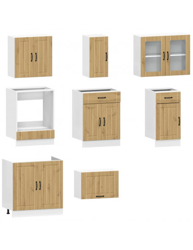 Set Mobili da Cucina 8 pz Kalmar Rovere Artigianale Truciolato