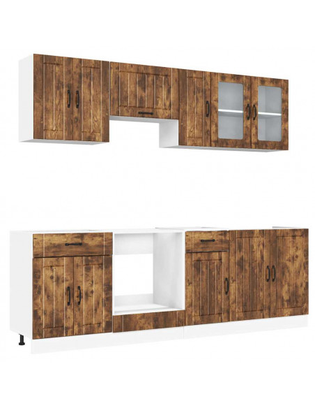 Set Mobili da Cucina 8 pz Kalmar Rovere Fumo Legno Multistrato