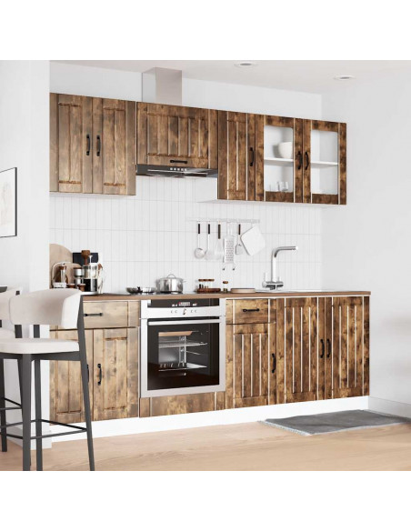 Set Mobili da Cucina 8 pz Kalmar Rovere Fumo Legno Multistrato