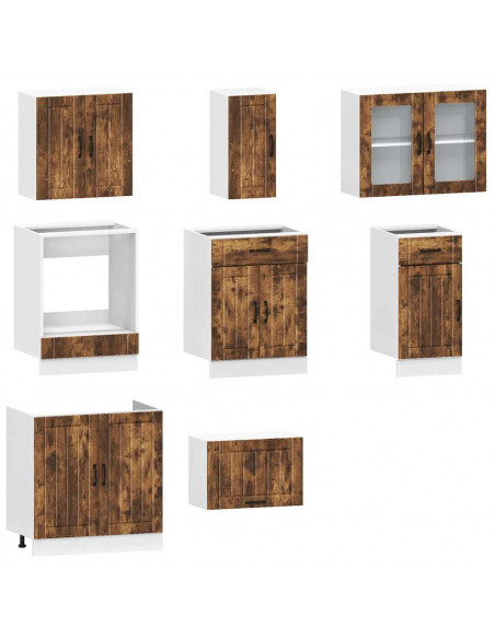 Set Mobili da Cucina 8 pz Kalmar Rovere Fumo Legno Multistrato