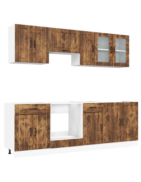 Set Mobili da Cucina 8 pz Kalmar Rovere Fumo Legno Multistrato