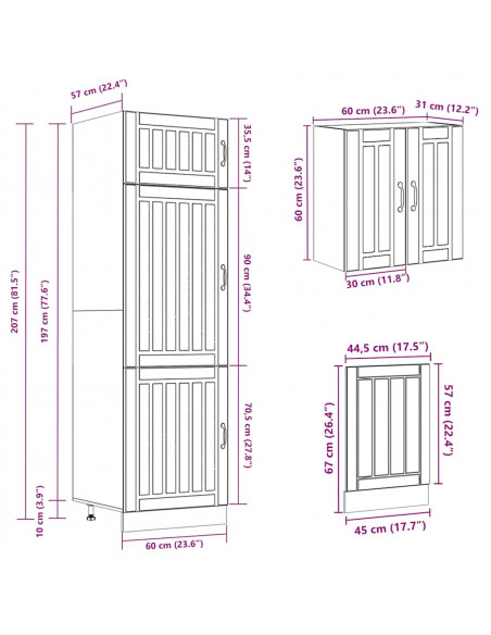 Set Mobili da Cucina 8 pz Kalmar Rovere Marrone in Truciolato