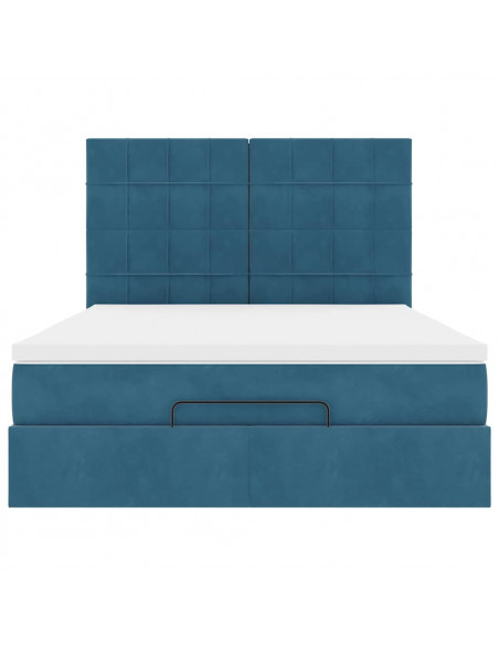 Struttura Letto Pouf con Materassi 140x190 cm in Velluto