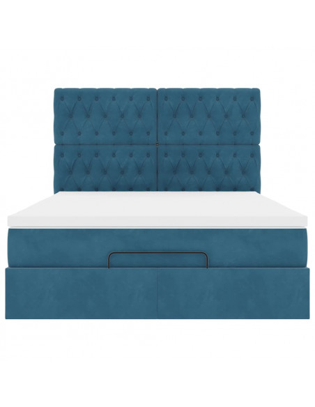 Struttura Letto Pouf con Materassi 140x190 cm in Velluto
