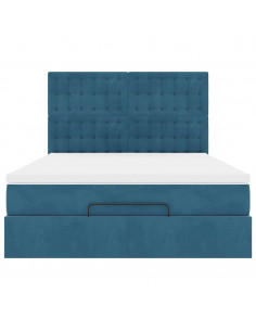 Struttura Letto Pouf con Materassi 140x190 cm in Velluto 2