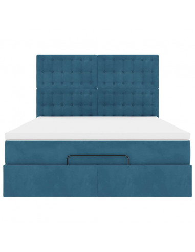 Struttura Letto Pouf con Materassi 140x190 cm in Velluto