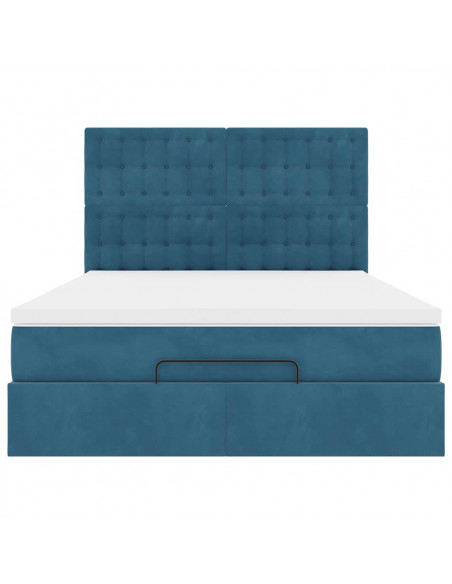 Struttura Letto Pouf con Materassi 140x190 cm in Velluto