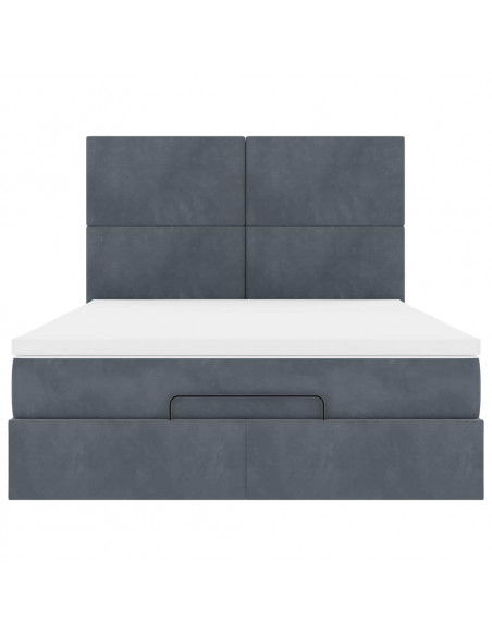 Struttura Letto Pouf con Materassi 140x190 cm Velluto