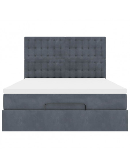 Struttura Letto Pouf con Materassi 140x190 cm Velluto