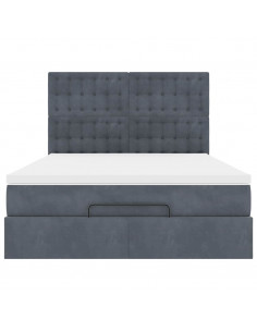 Struttura Letto Pouf con Materassi 140x190 cm Velluto 2