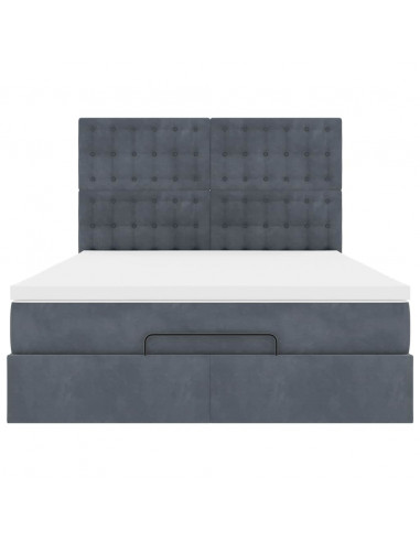 Struttura Letto Pouf con Materassi 140x190 cm Velluto