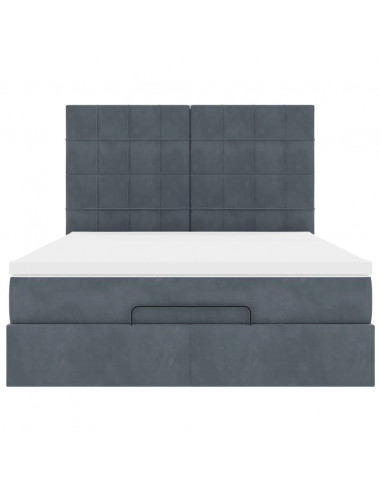 Struttura Letto Pouf con Materassi 140x190 cm Velluto